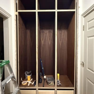 DIY Mudroom Lockers Part 5: Installing the Cabinets + Building the Face Frame