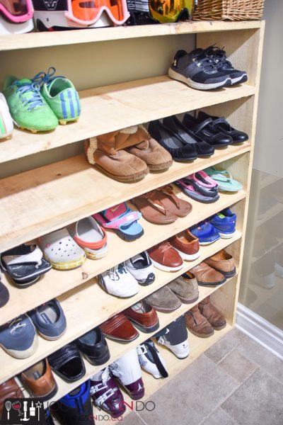 Large shoe rack, super-sized shoe rack, oversized shoe rack, DIY shoe rack, building plans for shoe rack